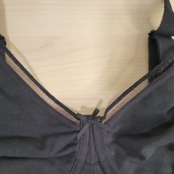 LASCANA Minimizer Underwire T-Shirt Black Sheer Accent Bra sz 34C EUC Comfy Cute - Picture 4 of 8